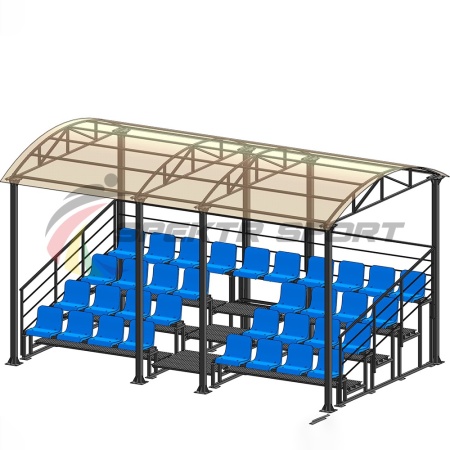 Купить Трибуна для зрителей 4 ряда на 34 места с навесом и перилами в Арсеньеве 